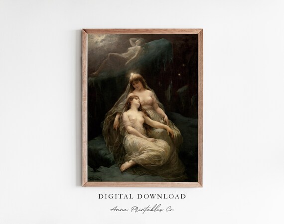 Winter Goddess Mythology Painting Moonlit Night Classical Art Poster