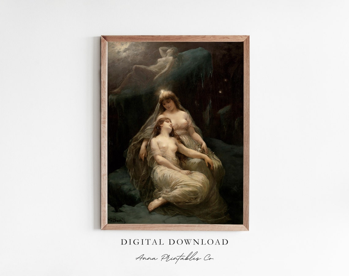 Winter Goddess Mythology Painting Moonlit Night Classical Art Poster