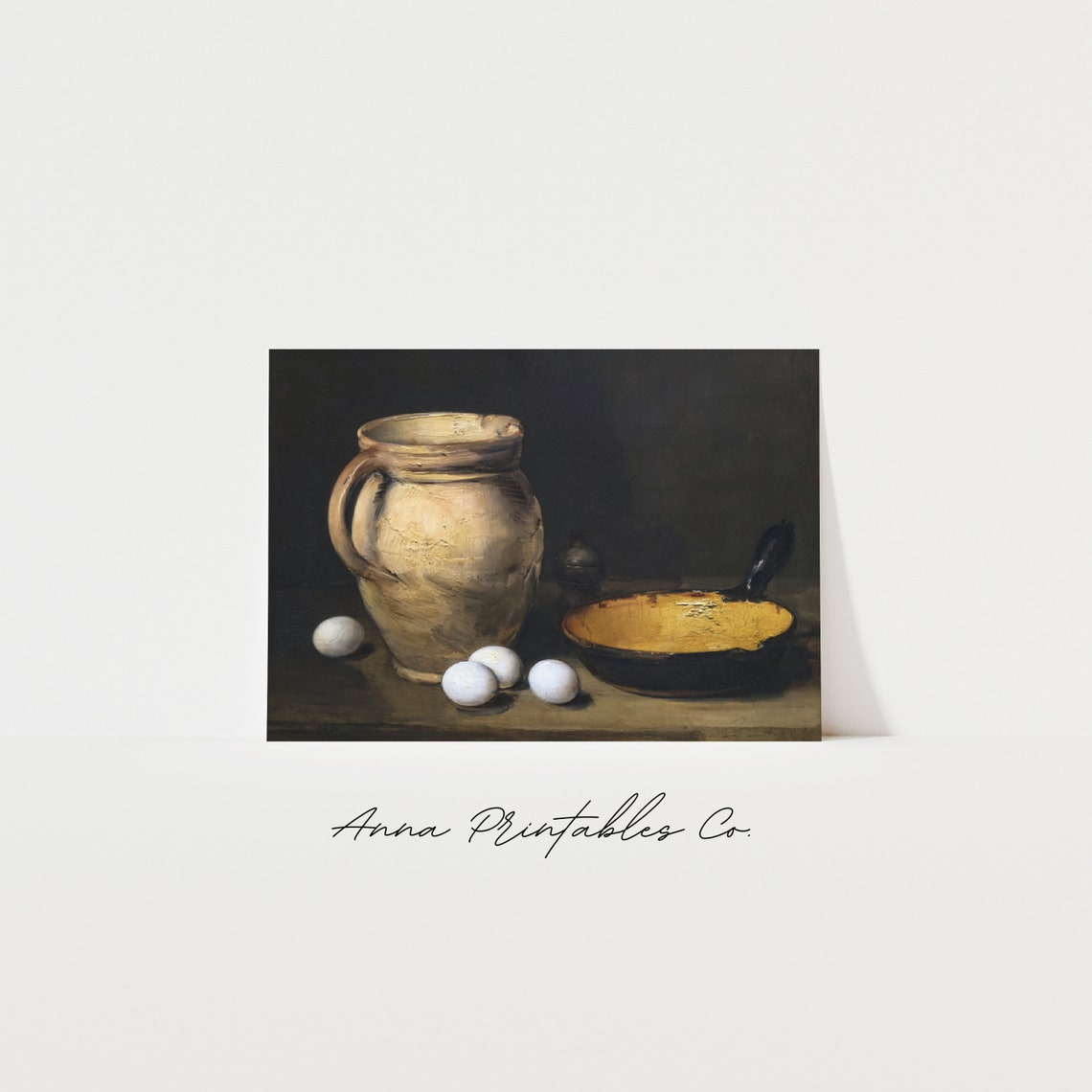 Antique Kitchen Still Life Rustic Vintage Jug Eggs And Pan Poster - Image 2