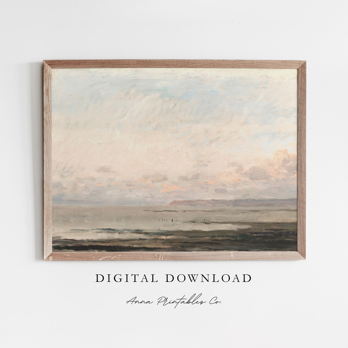 Evening Sky Cloudy Day At The Beach Vintage Art Print
