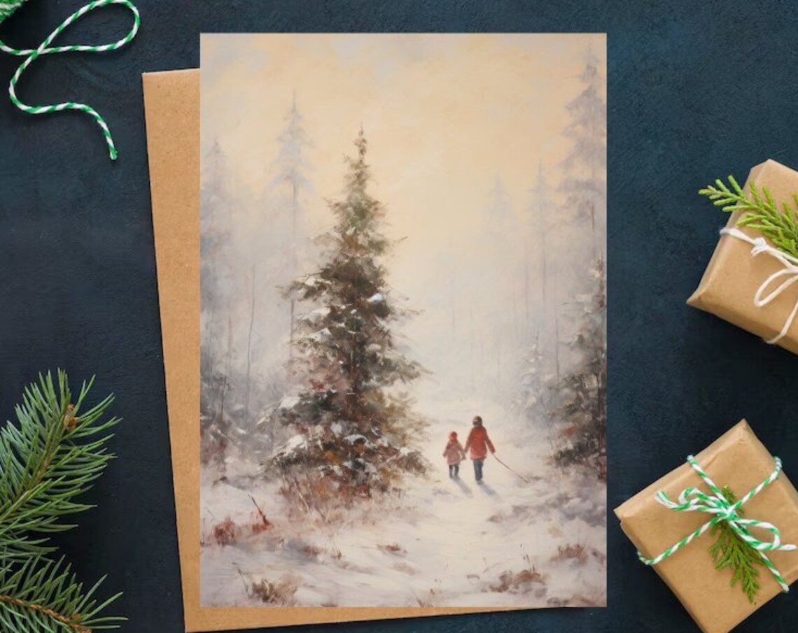 Winter Forest Snow Scene Children Vintage Impressionist Landscape Poster - Image 4