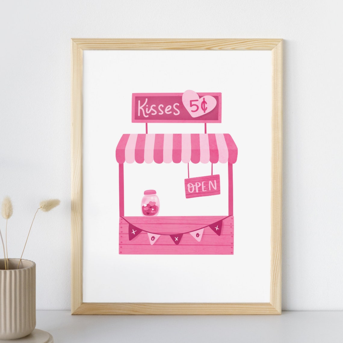 Kissing Booth Print Vday Wall Art Modern Holiday Art Diy Valentines Day Decor Cute Trendy