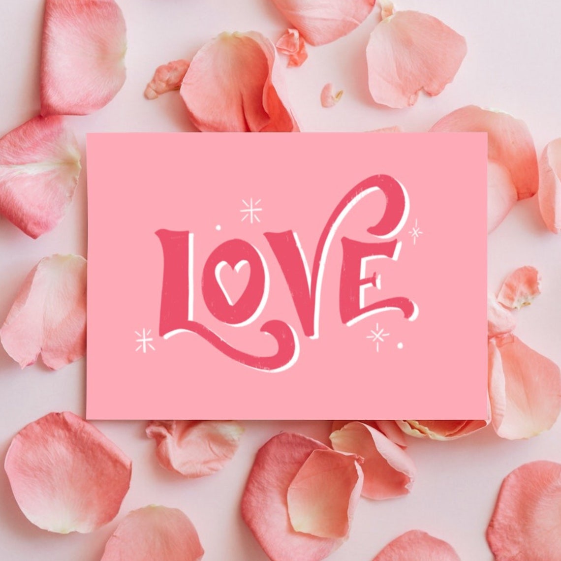 Bold LOVE Pink Hand Lettered Romantic Valentine Decor Sign Poster - Image 4