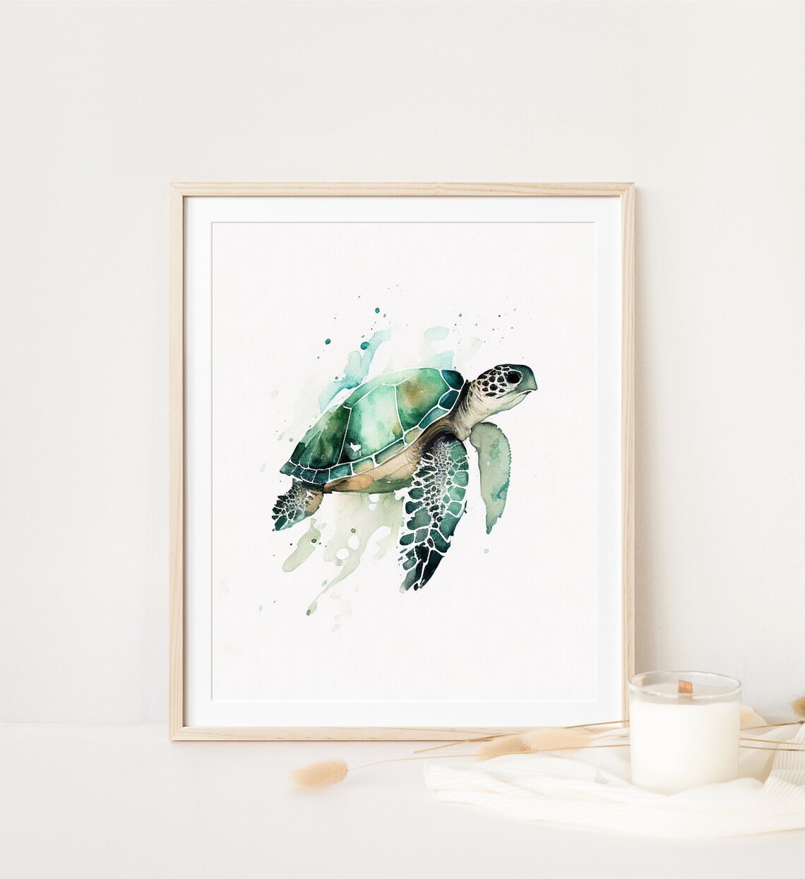 Sea Turtle Watercolor, Minimalist Coastal Art Print - Image 2
