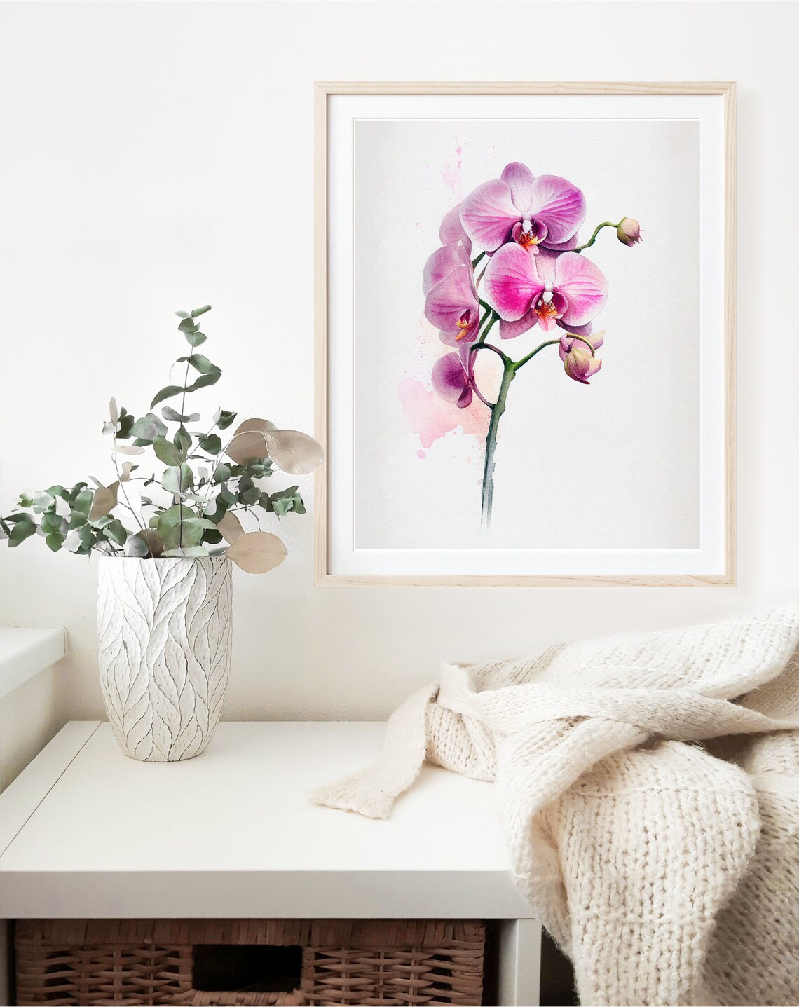 Orchid Watercolor Hawaii Art Print, Boho Minimalist - Image 2