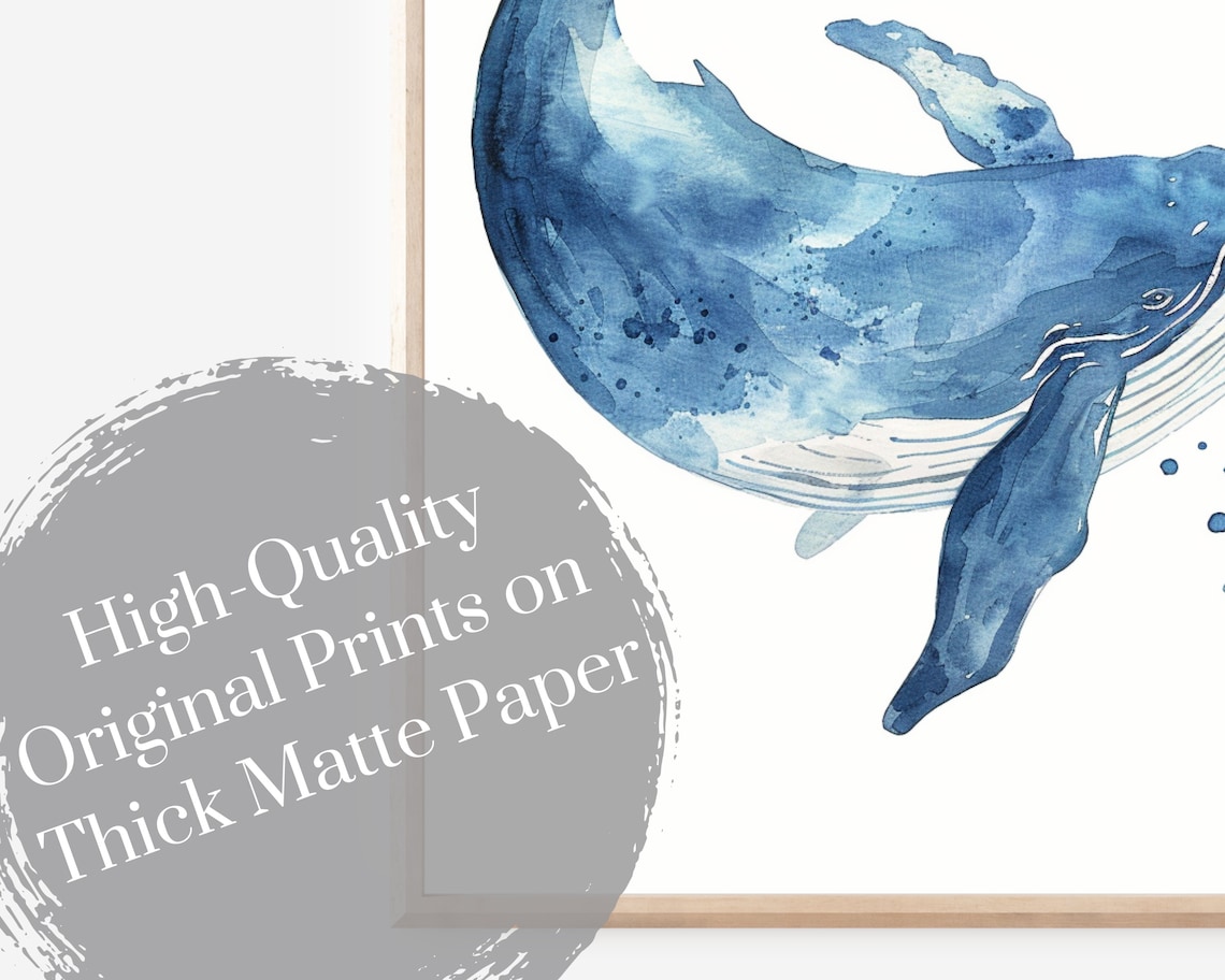 Humpback Whale Minimalist Watercolor Art Print - Image 4