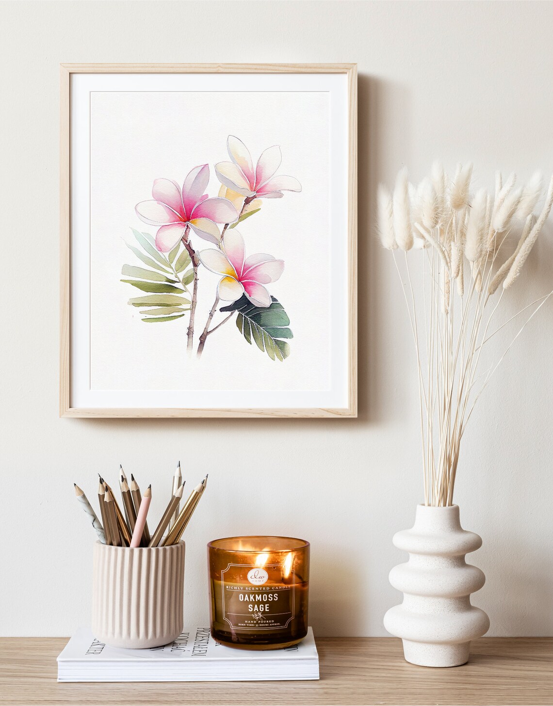 Plumeria Watercolor Art Print, Hawaii Boho Decor - Image 4