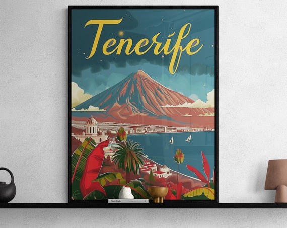 Tenerife Poster Retro Style Vibrant Wall Art Ideal For Living Room Decoration Great Holiday Gift