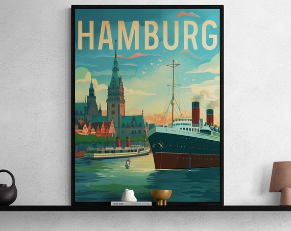Vintage Hamburg Poster Vibrant Retro Artwork For Home Ideal Travel Souvenir Gift