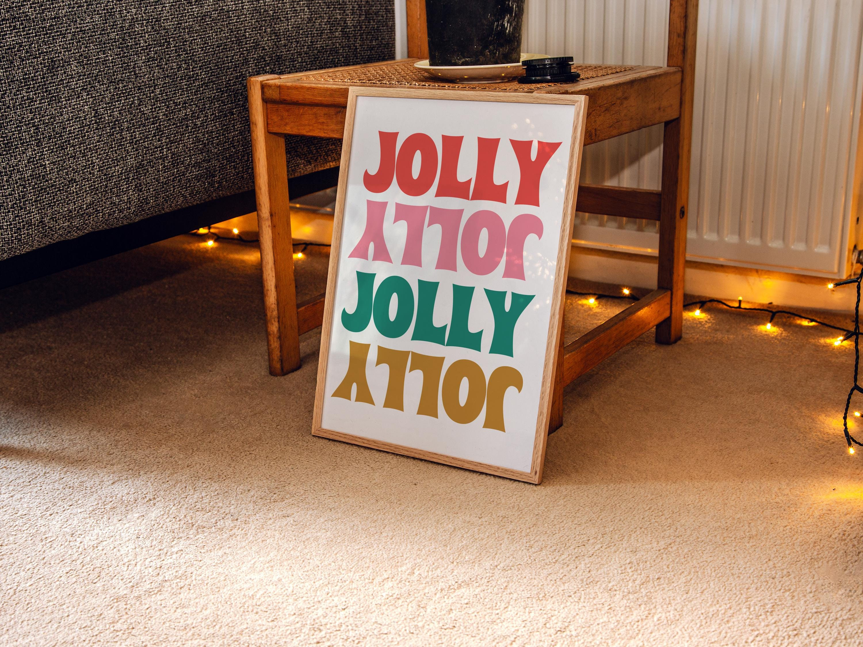 Retro Jolly Christmas Repeat Typography Poster for Holiday Wall Decor