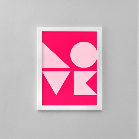 Abstract Geometric Love Illustration Poster For Valentine Day Gift