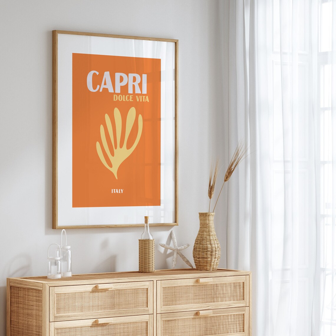 Capri Italy Dolce Vita Bold Orange Abstract Retro Travel Poster - Image 4