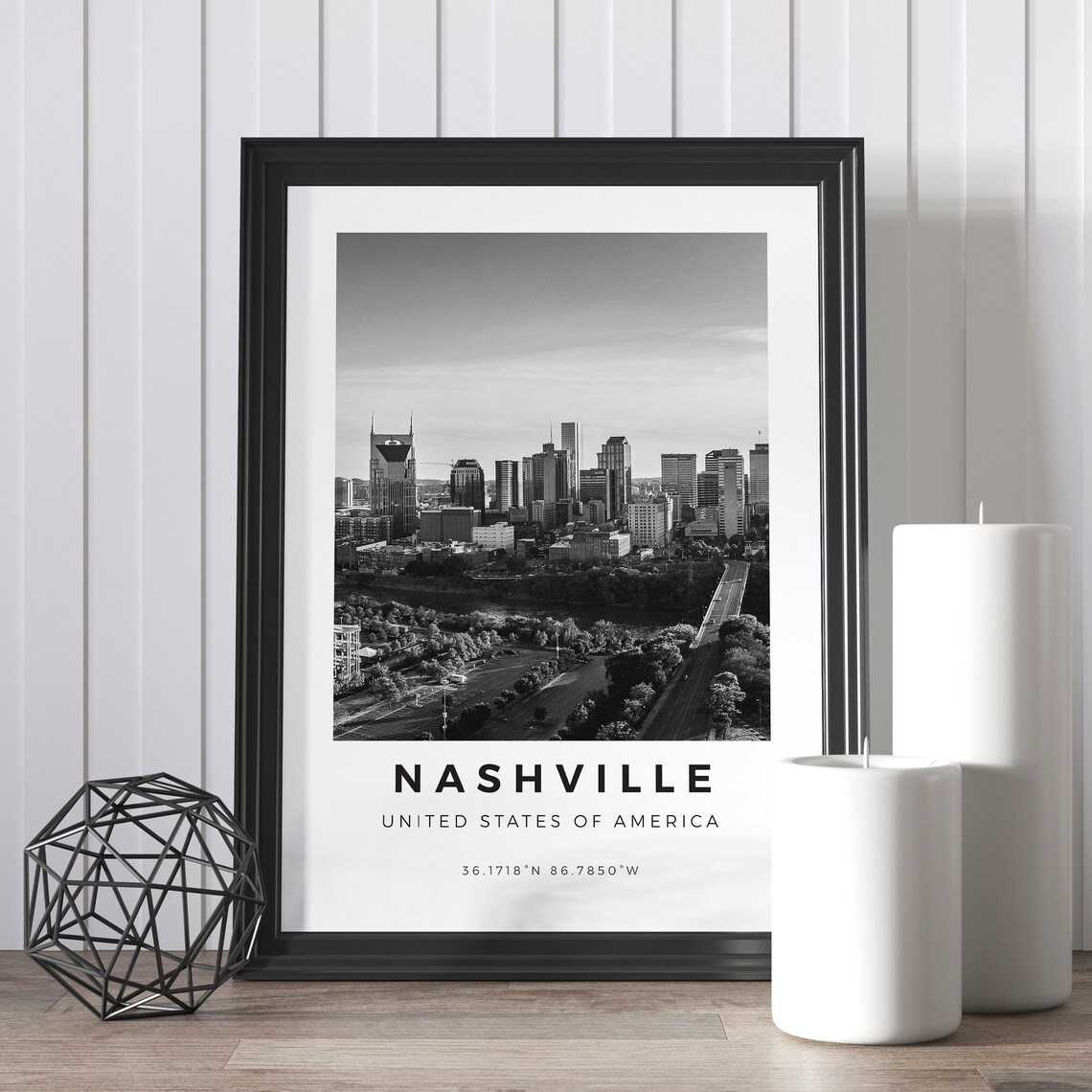 Nashville Black And White Travel Poster, Tennessee