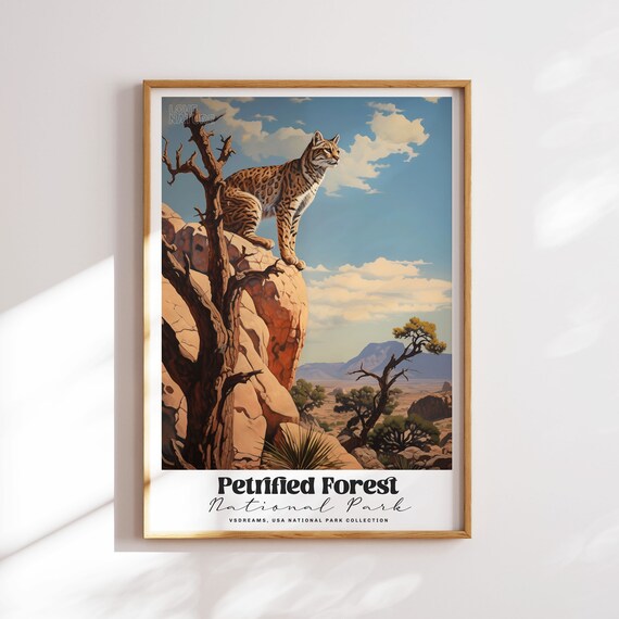 Petrified Forest National Park Wildcat Desert Vintage Travel Poster
