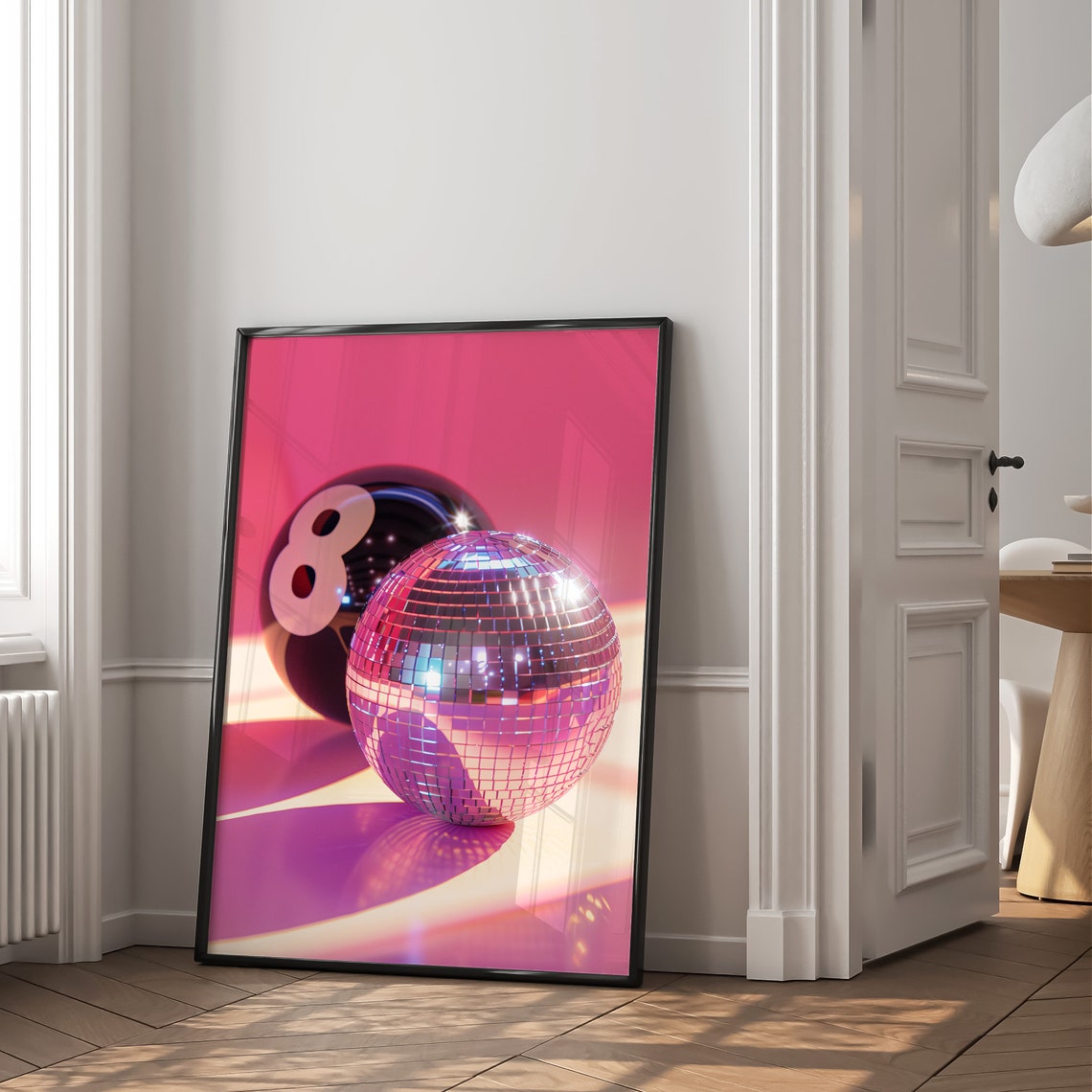 Pink Disco Ball Magic 8 Ball Retro Y2K Preppy Party Decor Poster - Image 2