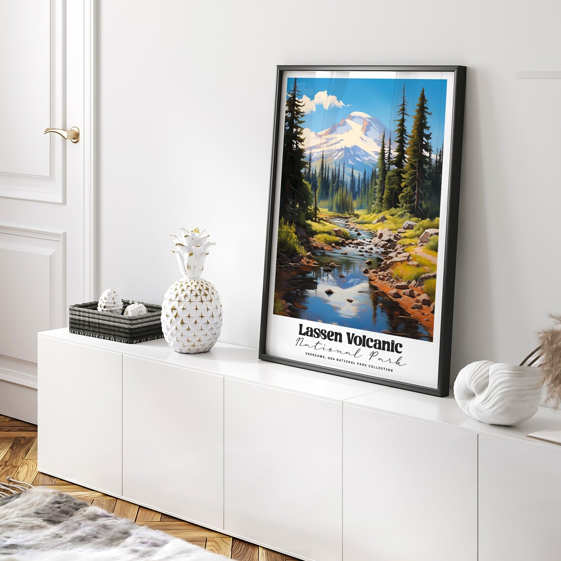 Lassen Volcanic National Park Snowy Peak Vintage Travel Poster - Image 2