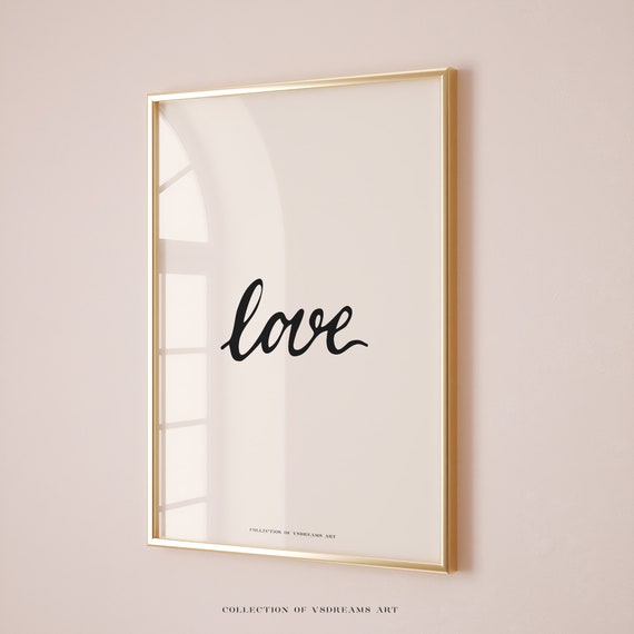 Love Wall Art Love Print Love Wall Art Decor Gift For Lover Beige Black Love Print Gift For Him Gift For Her Love Word Print Love Text