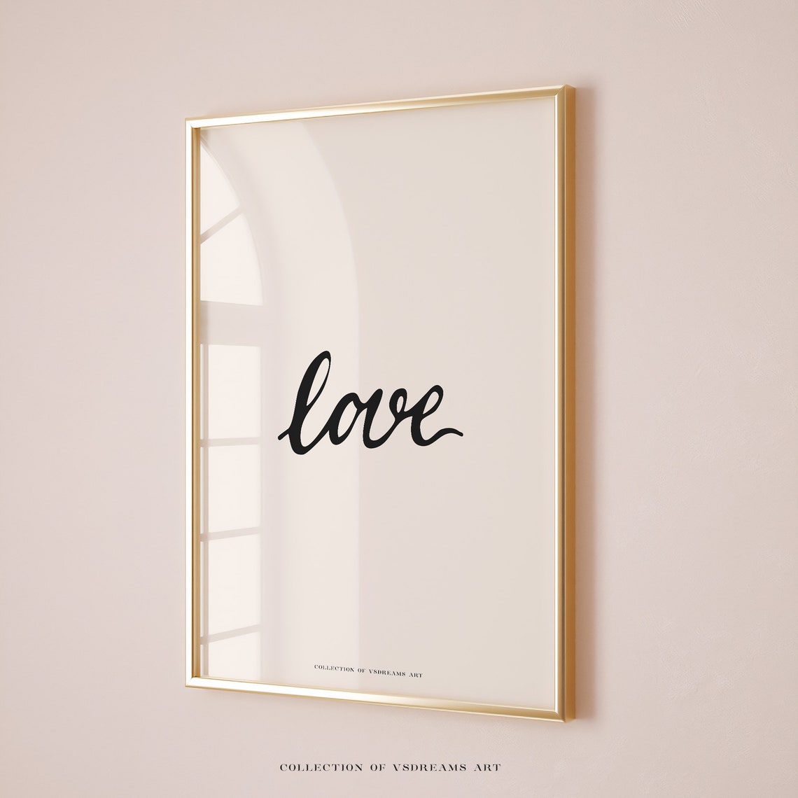 Love Script Handwritten Black Minimalist Romantic Word Wall Art