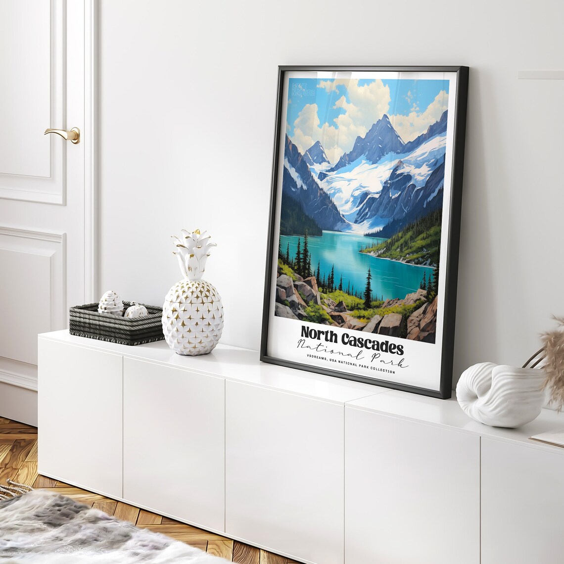 North Cascades National Park Glacier Lake Vintage Travel Poster - Image 2