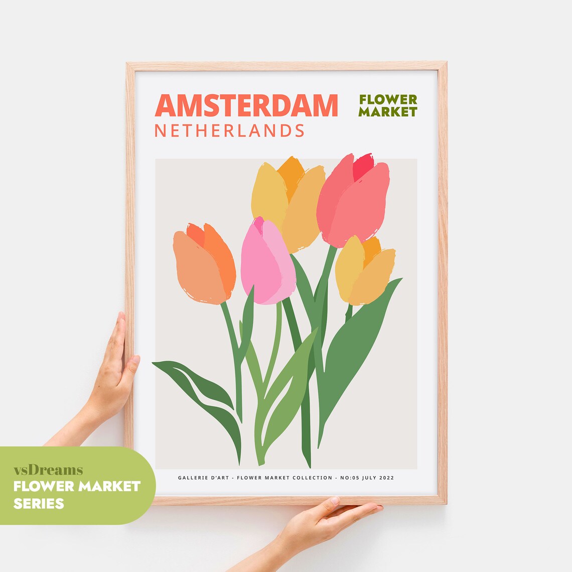 Flower Market Poster, Botanical Modern Abstract Print