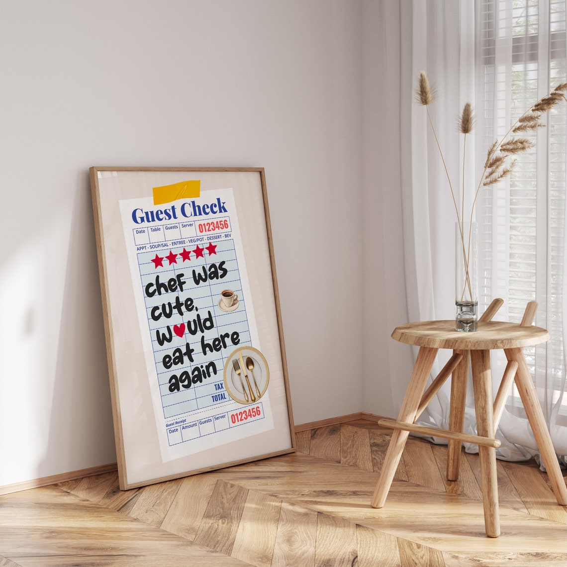 Chef Was Cute Guest Check Five Star Kitchen Funny Quote Poster - Image 3