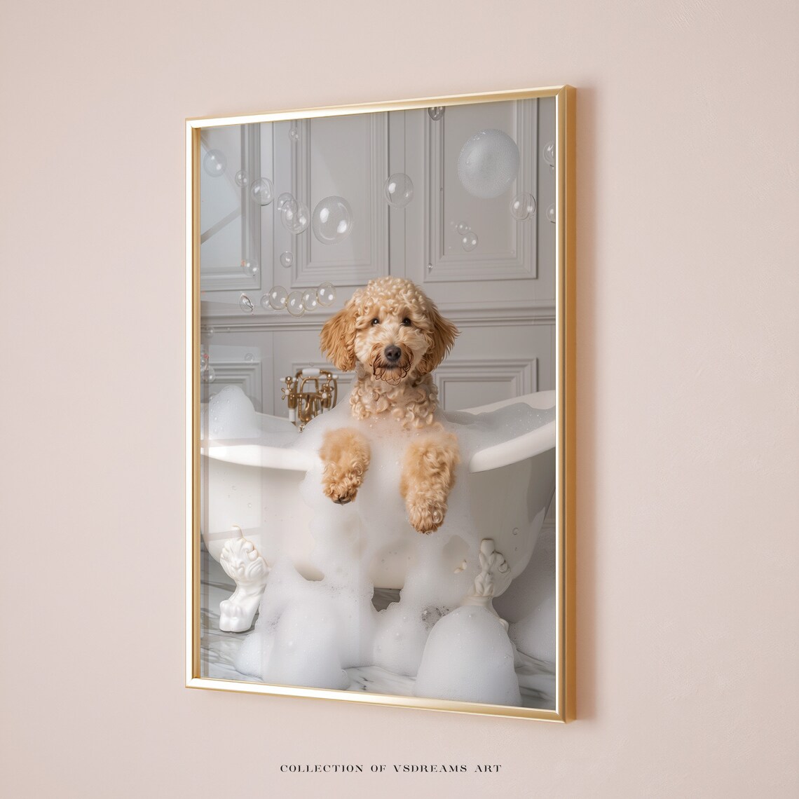 Goldendoodle on the Bath Funny Bathroom Art Print
