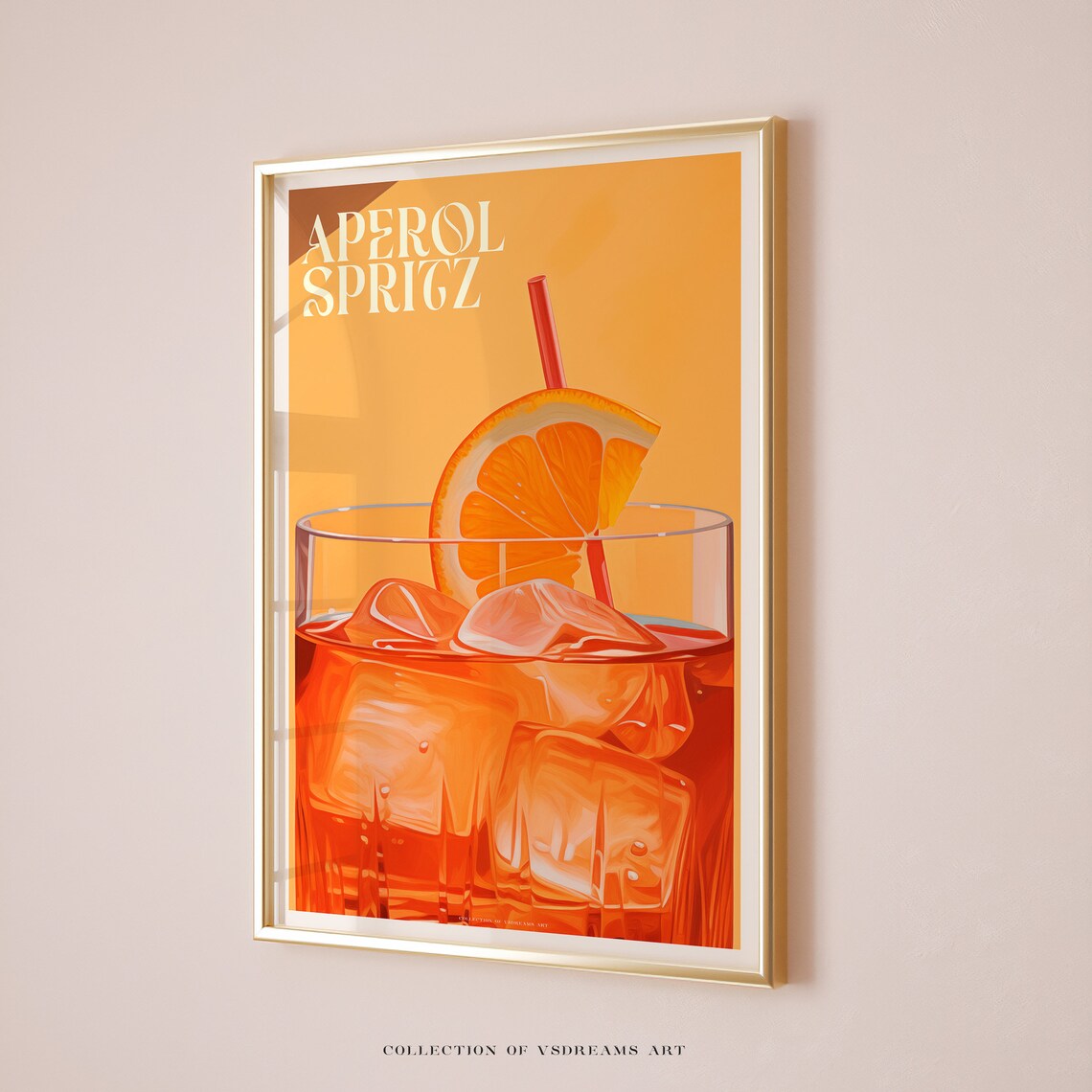 Aperol Spritz Orange Cocktail Glass Illustration Summer Drink Poster