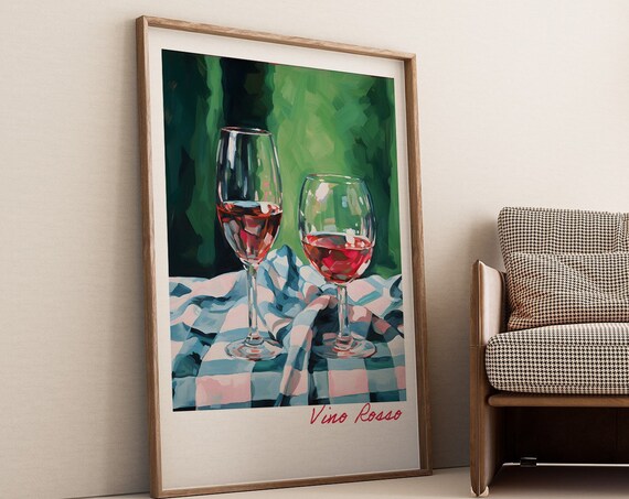 Romantic Vino Rosso Two Glasses Of Red Wine Italian Bar Poster