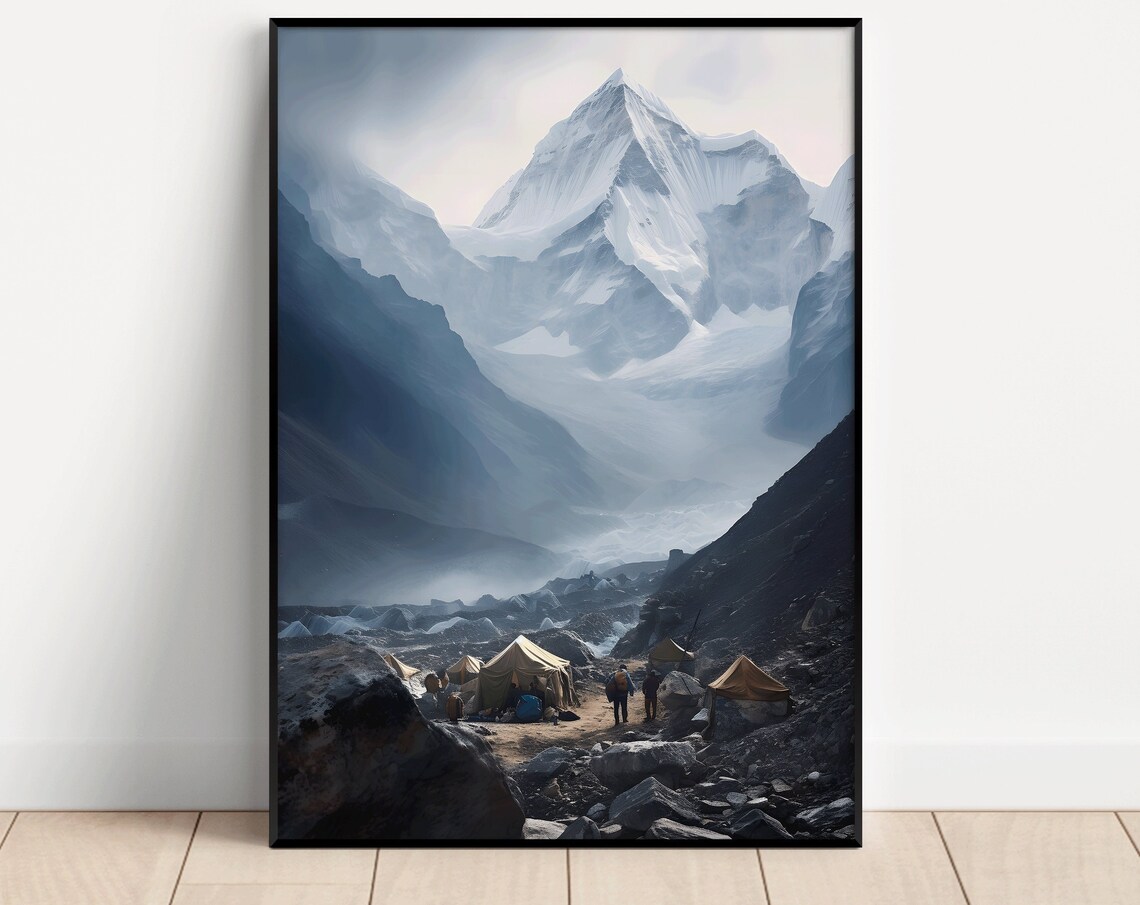 Mount Everest Base Camp, Himalayas Mountain Art Print