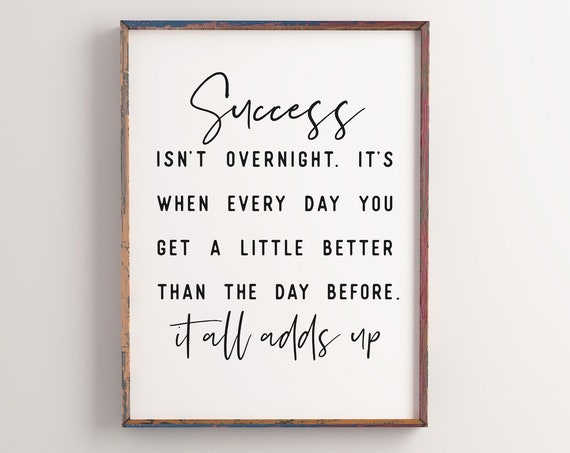 Success Motivational Quote Art Print, Dorm Room Decor