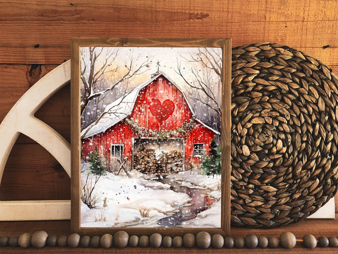 Valentine Woodland Barn Country Decor 5x7 8x10 85x11 11x14 16x20 Farmhouse Holiday Wall Art Diy Holiday Decor Valentine Sign - Image 5