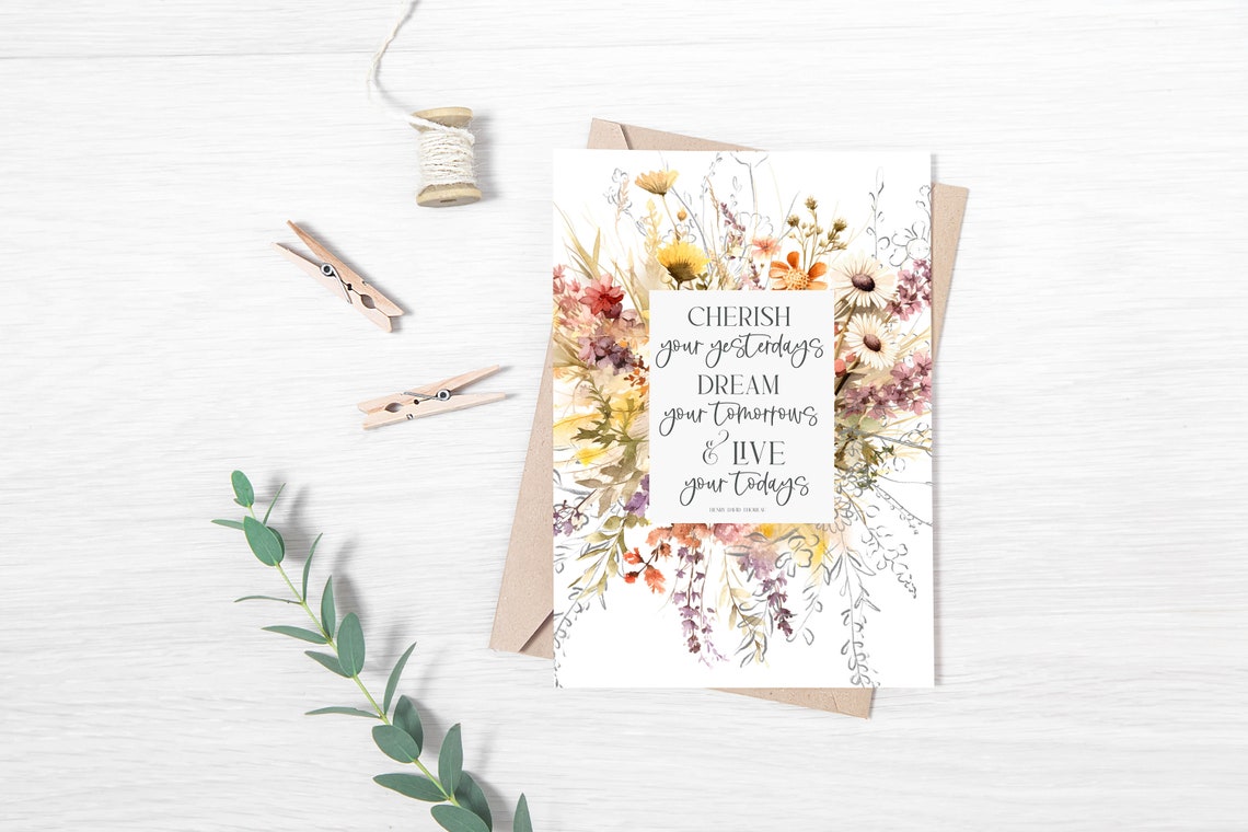 Cherish Your Yesterdays Henry David Thoreau Wildflower Quote Poster - Image 3