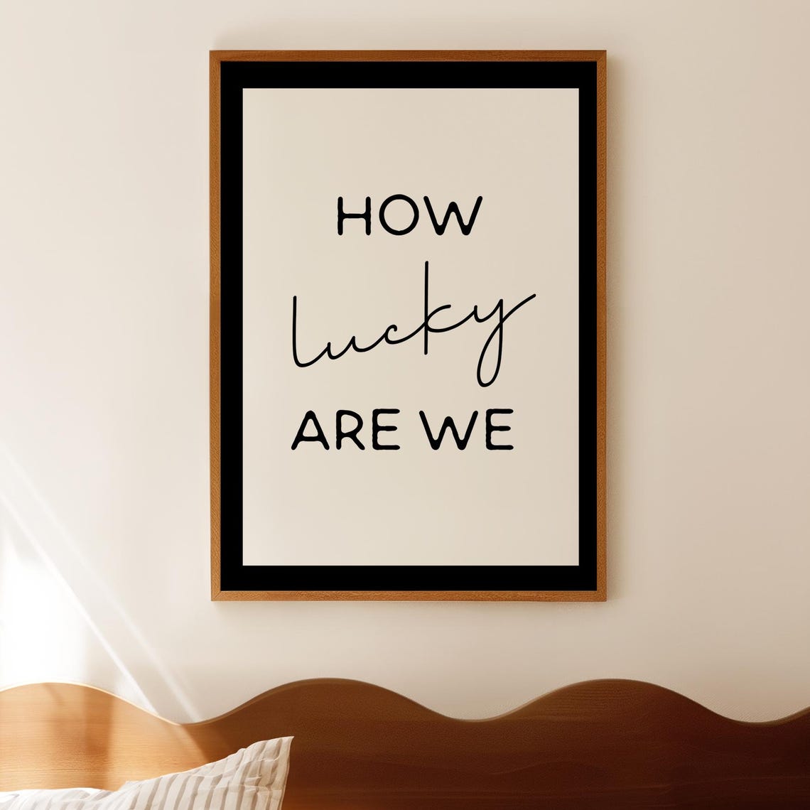 How Lucky Are We Modern Mixed Typography Gratitude Quote Poster