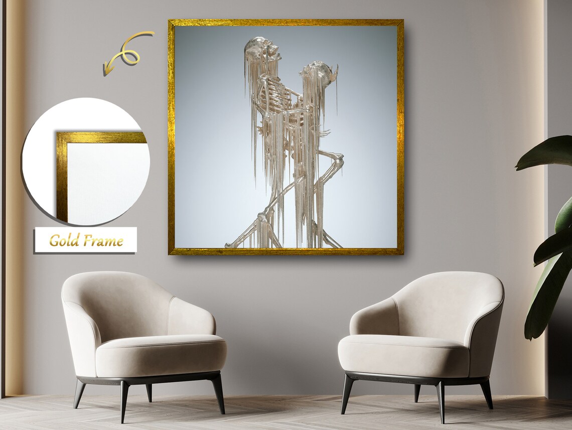 Embracing Skeleton Couple, Celestial Love Art Print - Image 4