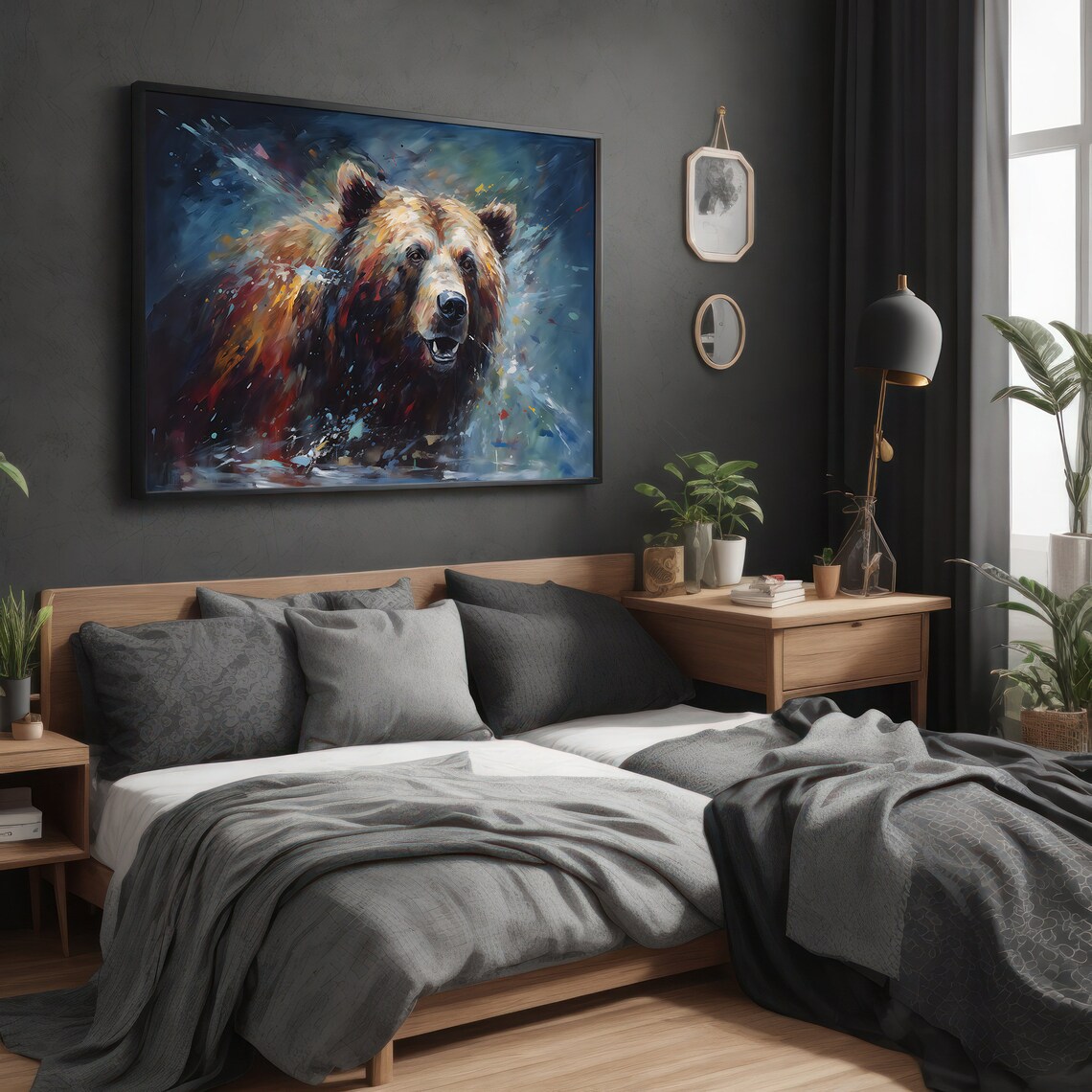 Dynamic Grizzly Bear Painting, Wildlife Gift