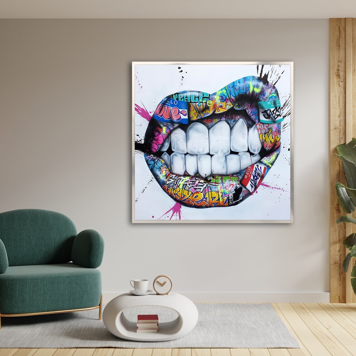 Dynamic Graffiti Art Bold Teeth, Street Art Decor - Image 3