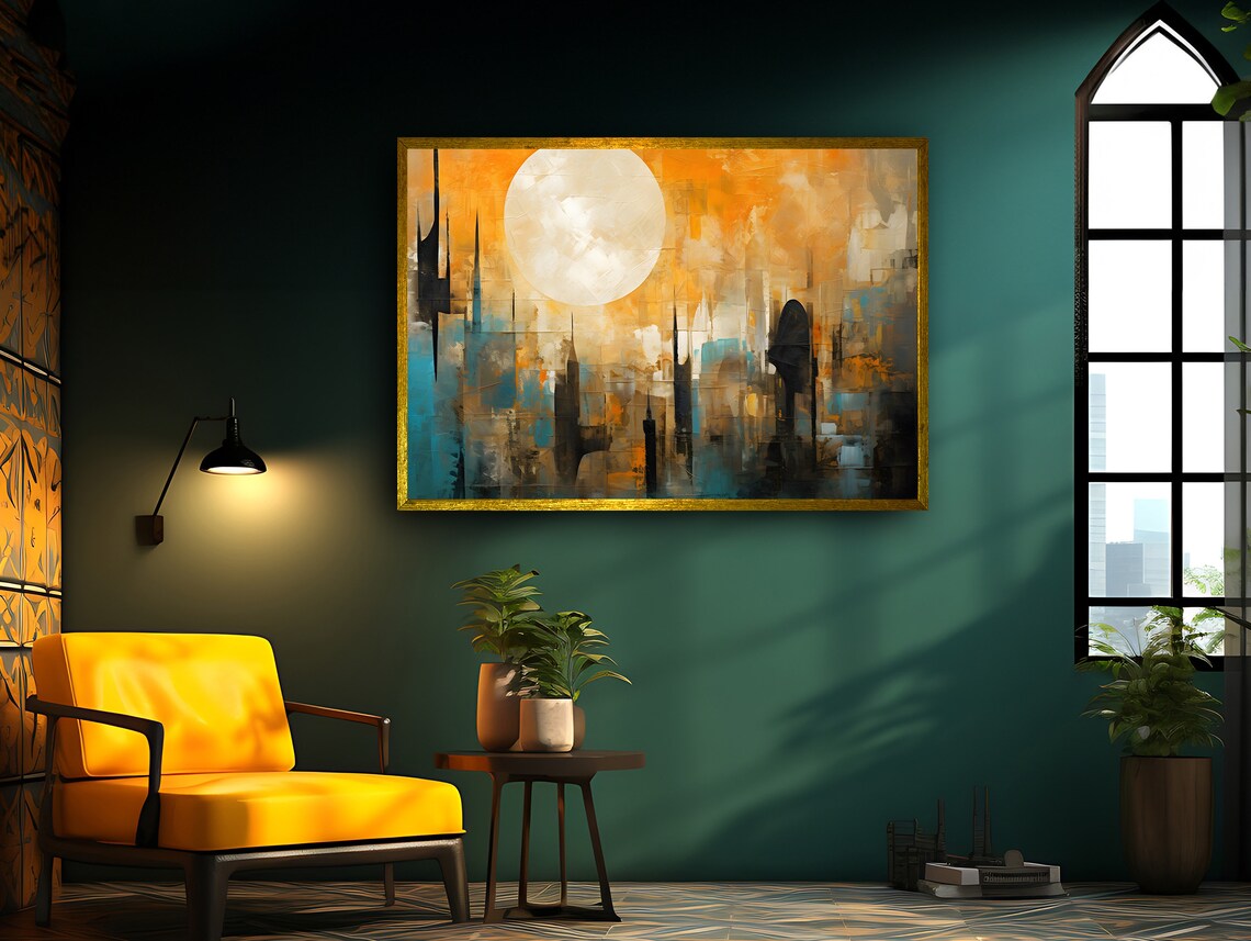 Moonlit Metropolis Night Sky, Modern Decor Art Print - Image 3