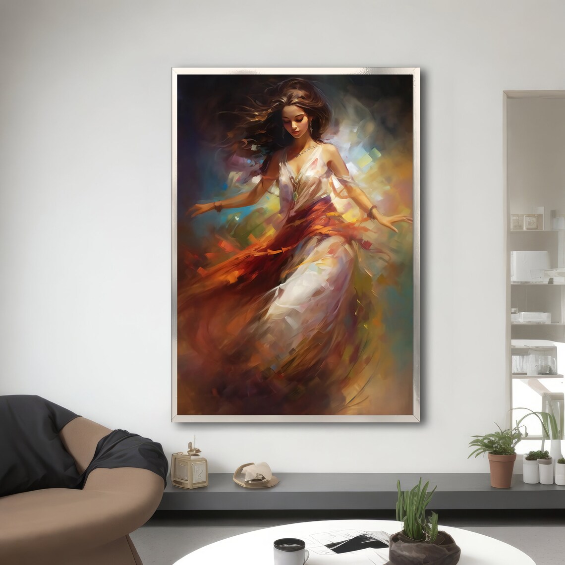 Graceful Woman in Flowing Dress, Elegant Portrait - Image 3
