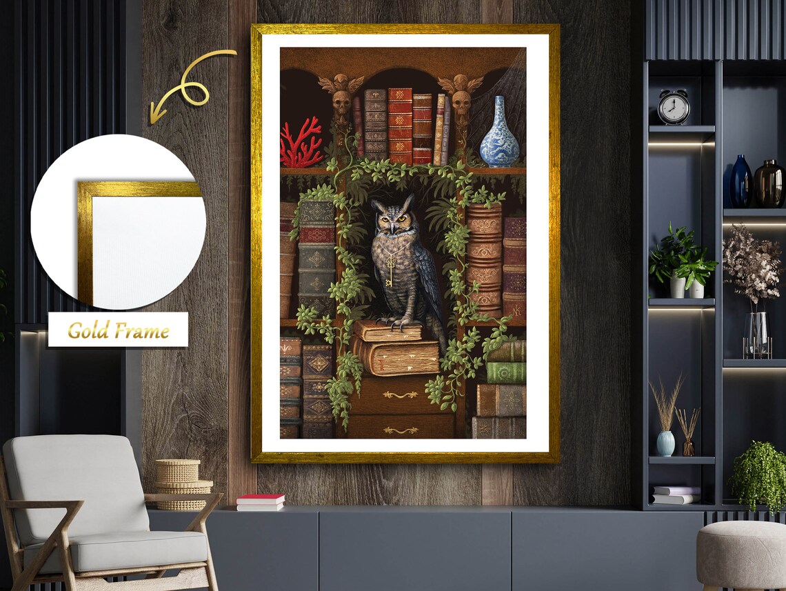 Owl Perched In A Library, Literary Wall Decor - Image 4