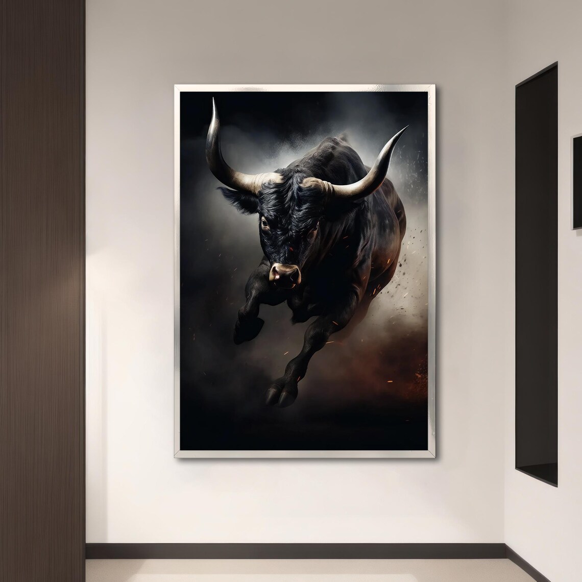 Black Cow Landscape Poster, Nordic Rustic Decor - Image 3