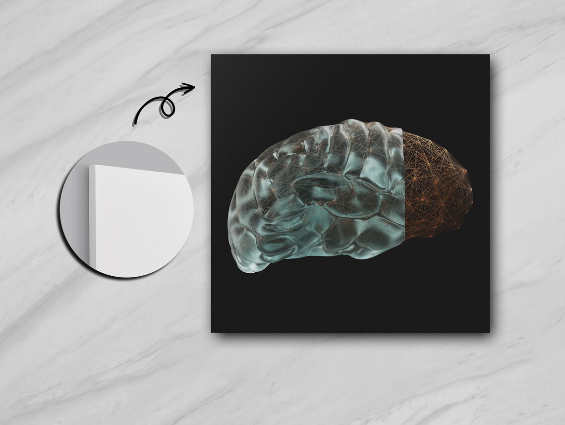 Bronze Mesh Brain With Transparent Fluid Art