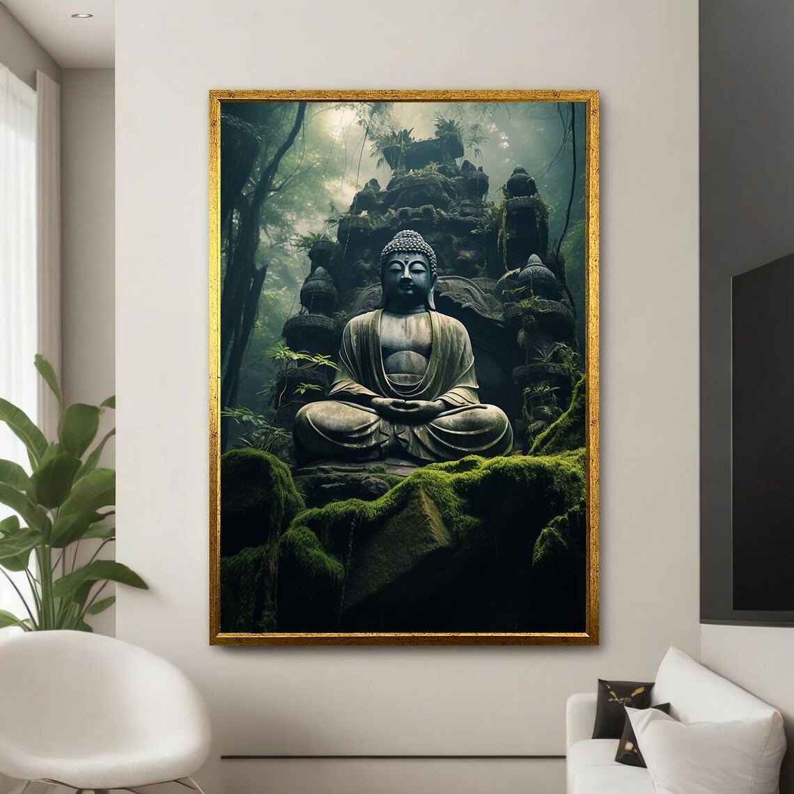 Majestic Buddha In The Forest, Zen Art Print - Image 5