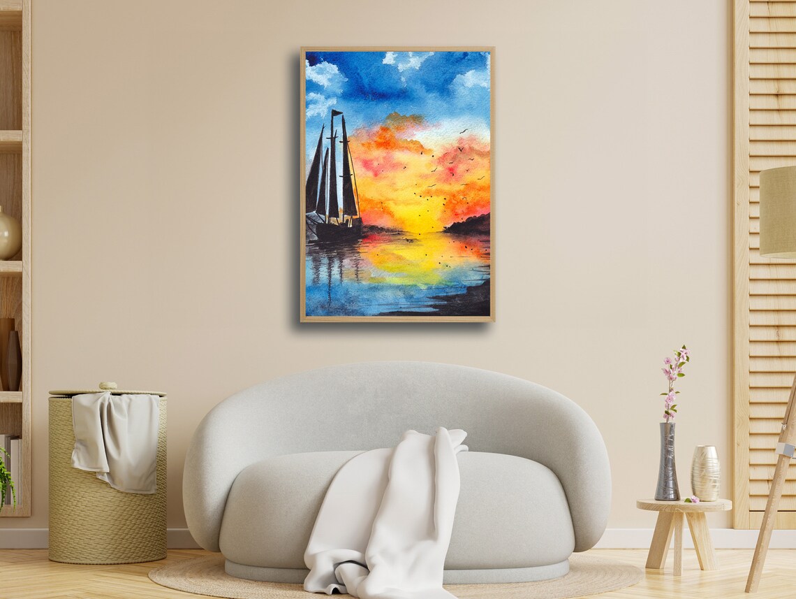Sailing Into Sunset, Ocean Artwork for Living Room - Image 5