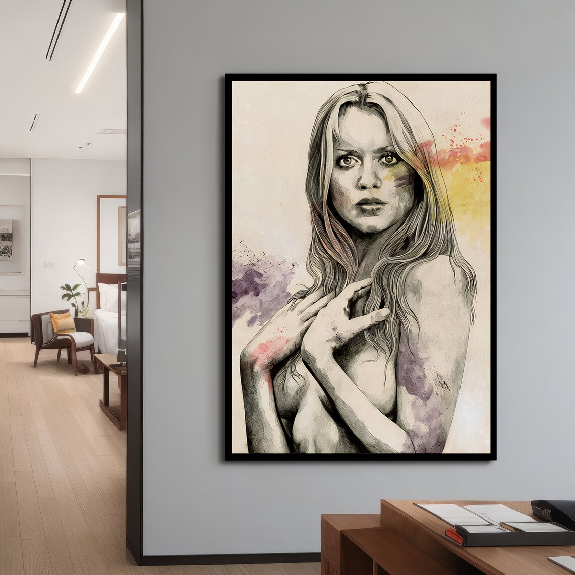 Graceful Woman Portrait, Elegant Artistic Painting - Image 4
