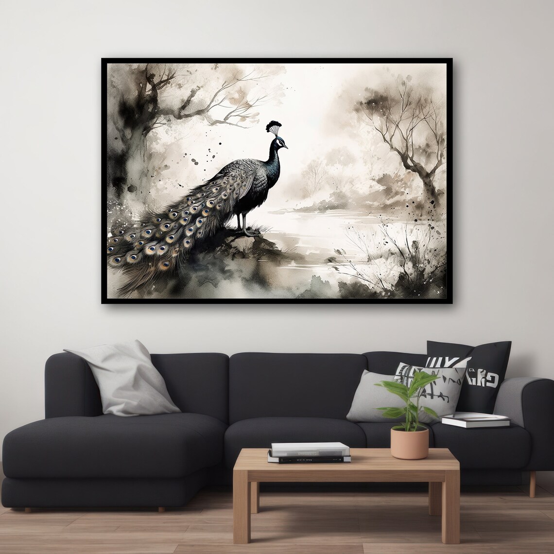 Elegant Peacock Painting, Modern Animal Art - Image 4