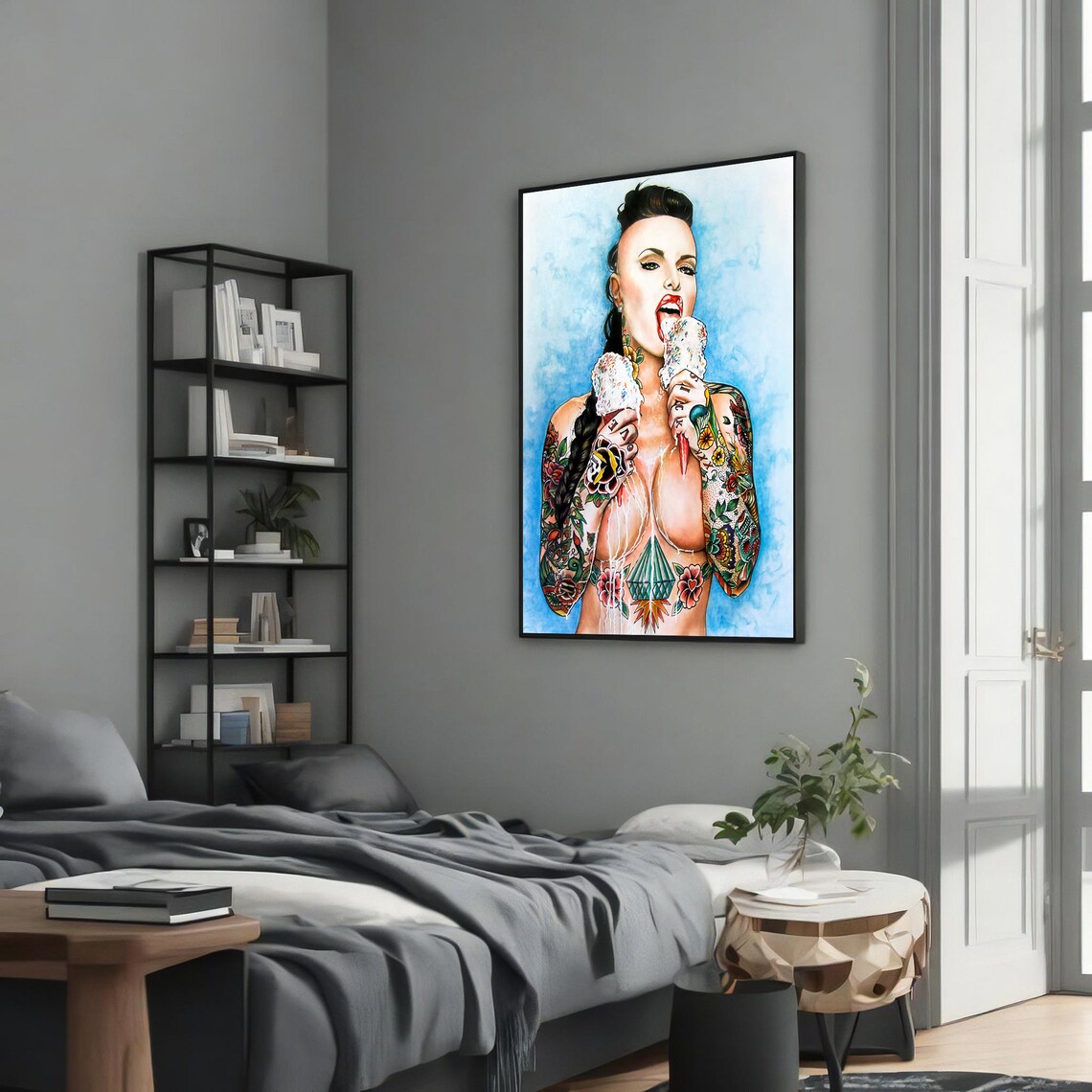 Tattooed Temptation, Sensual Woman Ice Cream Pop Art