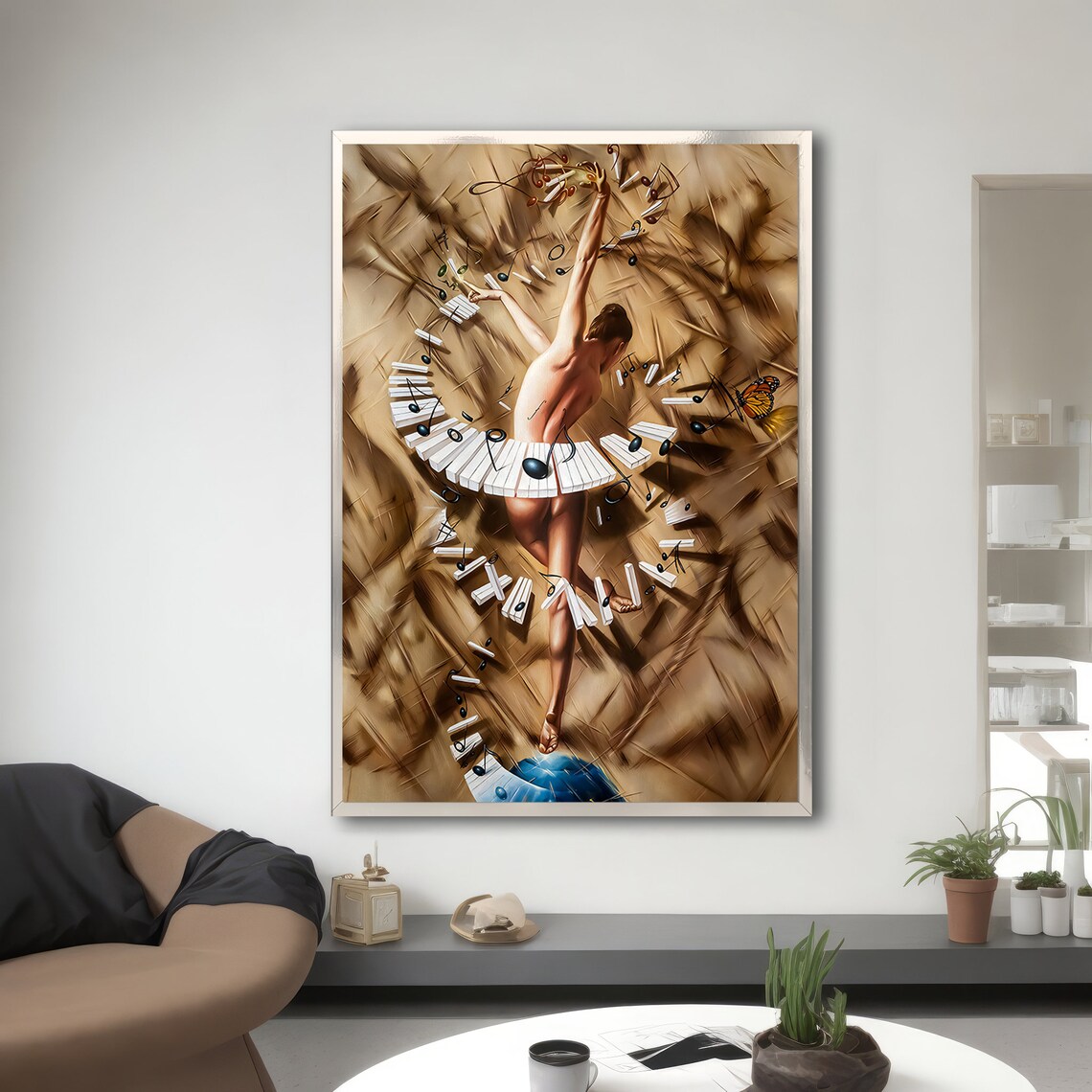 Surreal Ballet Dancer With Piano Keys, Art Print - Image 3