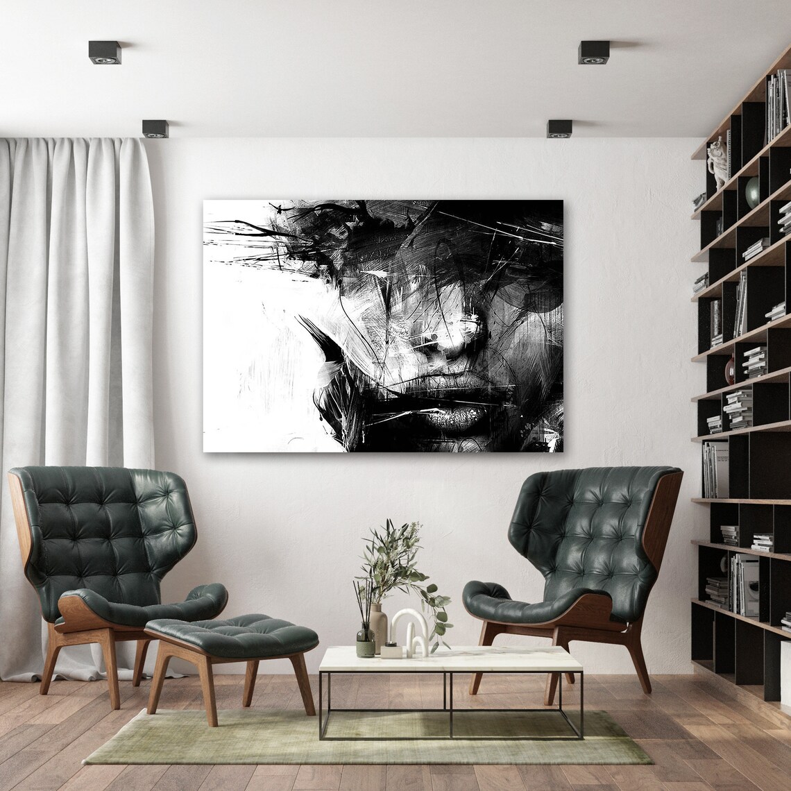 Abstract Monochrome Portrait, Modern Wall Decor - Image 3