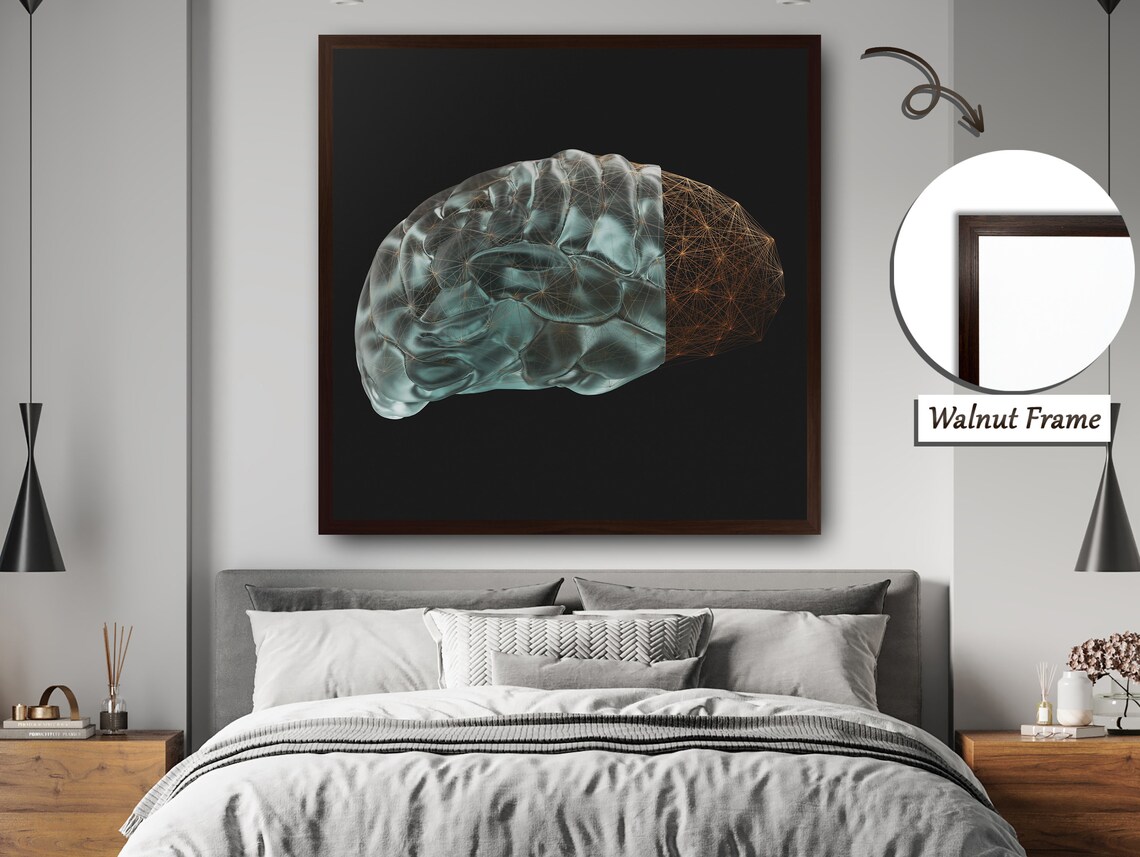 Bronze Mesh Brain With Transparent Fluid Art - Image 4