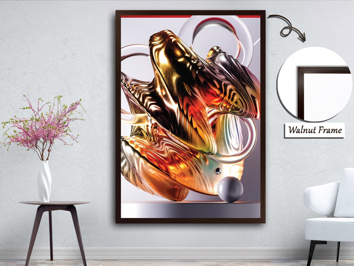 Geometric Fusion, Liquid Spirals and Triangles Art - Image 4